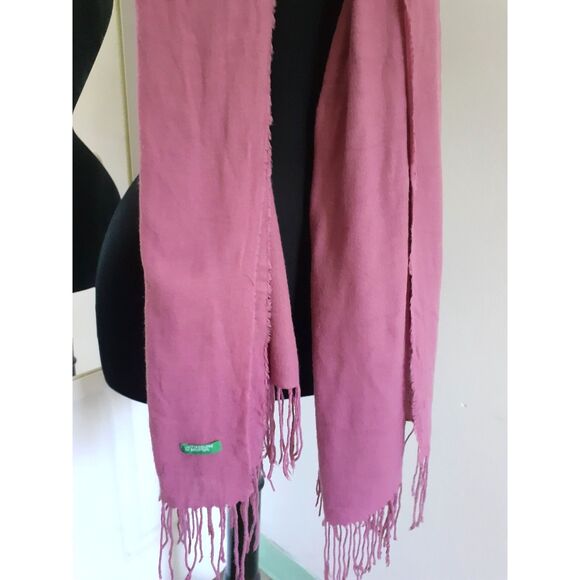 United Colors of Benetton Pink Fringe Wide Scarf Shawl - Picture 4 of 6